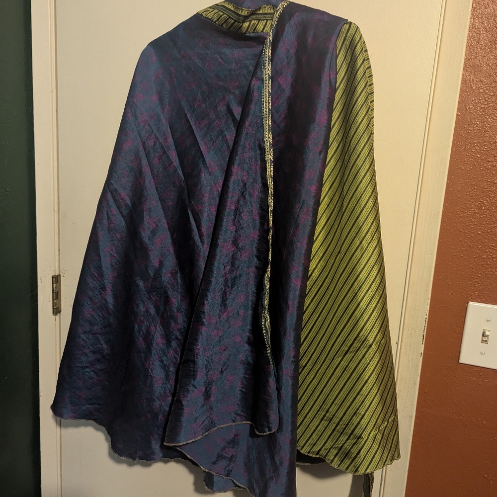 Reversible Purple and Green Wrap Skirt